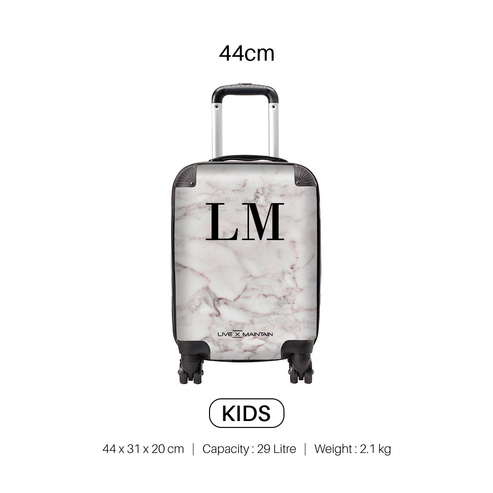 Personalised White Napoli Marble Initials Suitcase