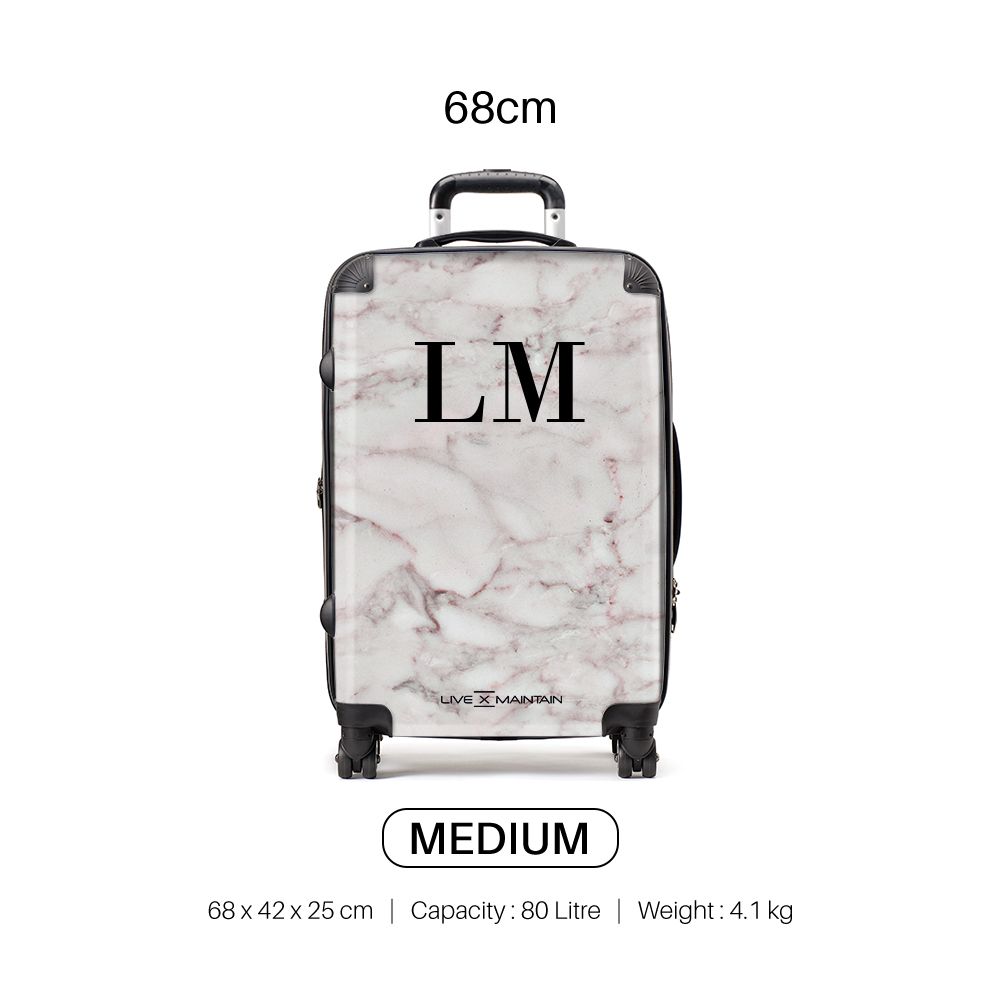 Personalised White Napoli Marble Initials Suitcase