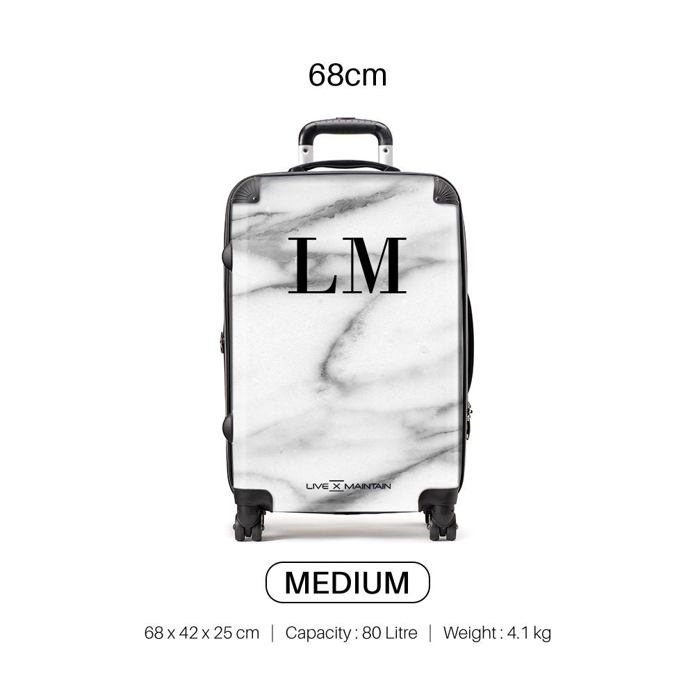 Personalised White Pentelic Marble Initials Suitcase