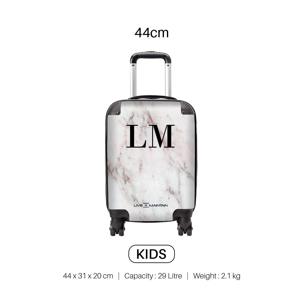 Personalised White Rosa Marble Initials Suitcase