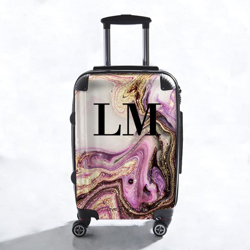 Personalised Gouache Marble initial Suitcase - Main Image