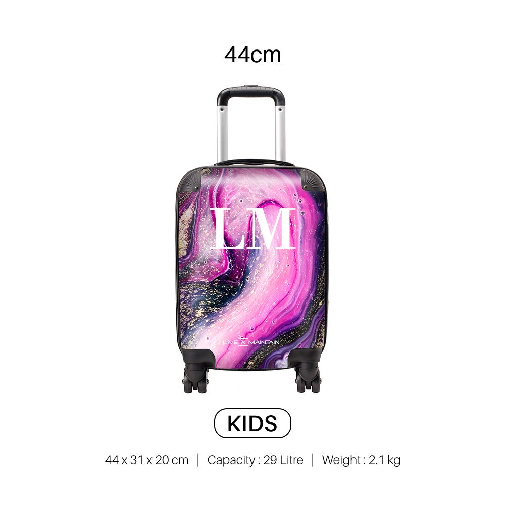 Personalised Purple Swirl Marble Initials Suitcase