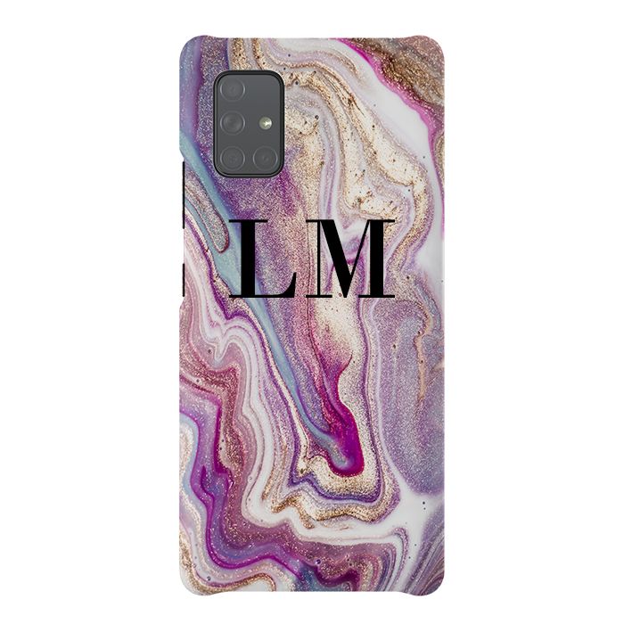 Personalised Violet Marble Initials Samsung Galaxy A71 Case
