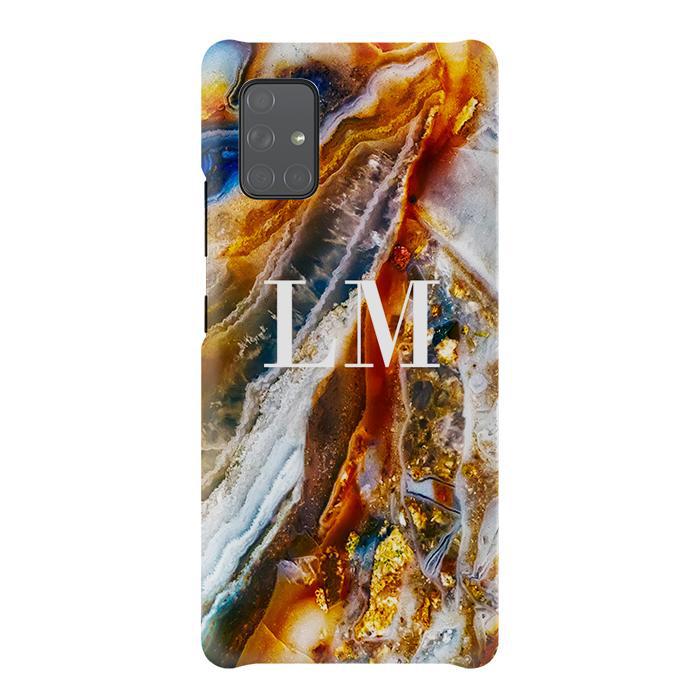 Personalised Colored Stone Marble Initials Samsung Galaxy A71 Case