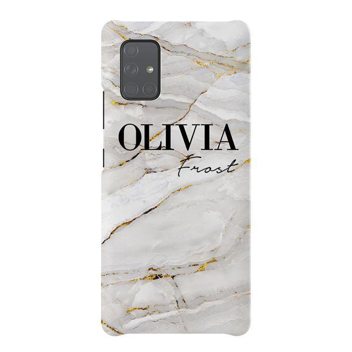 Personalised Cream Marble Name Samsung Galaxy A71 Case