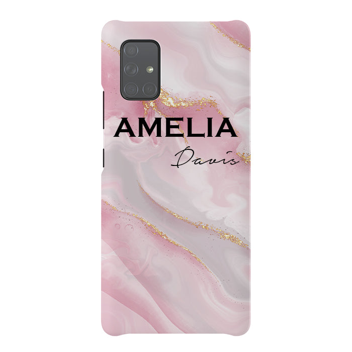 Personalised Luxe Pink Marble Name Samsung Galaxy A51 Case