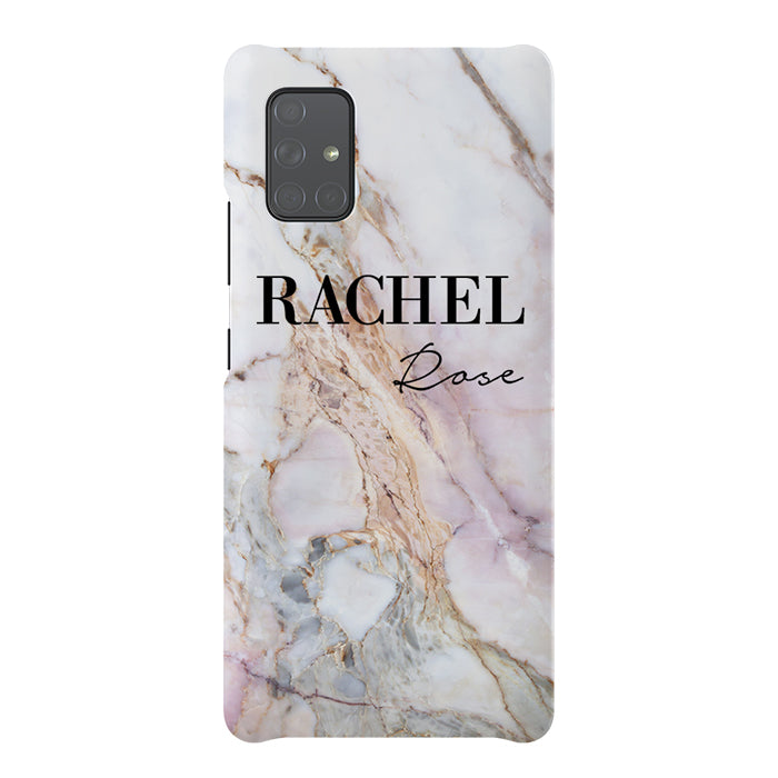 Personalised White Galaxy Marble Name Samsung Galaxy A71 Case