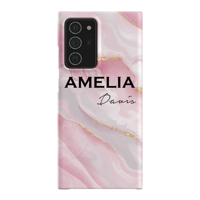 Personalised Luxe Pink Marble Name Samsung Galaxy Note 20 Ultra Case