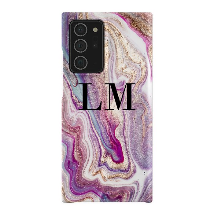 Personalised Violet Marble Initials Samsung Galaxy Note 20 Ultra Case