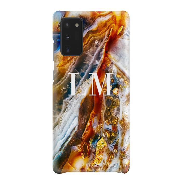 Personalised Colored Stone Marble Initials Samsung Galaxy Note 20 Case