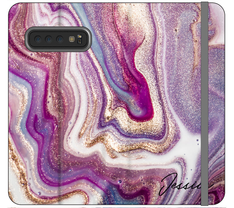 Personalised Violet Marble Initials Samsung Galaxy S10 Case