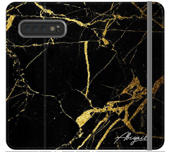 Personalised Black x Gold Marble Initials Samsung Galaxy S10 Plus Case