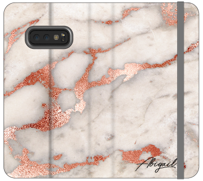 Personalised Grey x Rose Gold Marble Initials Samsung Galaxy S10e Case