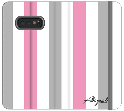 Personalised Pink x Grey Stripe Samsung Galaxy S10e Case