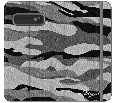 Personalised Grey Camouflage Initials Samsung Galaxy S10 Case
