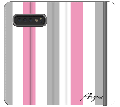 Personalised Pink x Grey Stripe Samsung Galaxy S10 Case