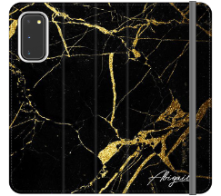 Personalised Black x Gold Marble Initials Samsung Galaxy S22 Plus Case