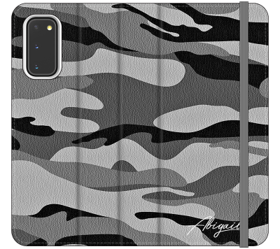 Personalised Grey Camouflage Initials Samsung Galaxy S20 Case