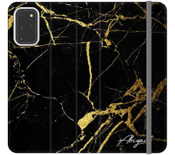 Personalised Black x Gold Marble Initials Samsung Galaxy S21 Plus Case