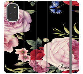 Personalised Black Floral Blossom Initials Samsung Galaxy S21 Plus Case