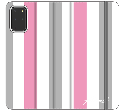 Personalised Pink x Grey Stripe Samsung Galaxy S21 Plus Case