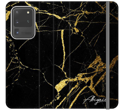 Personalised Black x Gold Marble Initials Samsung Galaxy S20 Ultra Case