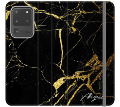 Personalised Black x Gold Marble Initials Samsung Galaxy S21 Ultra Case