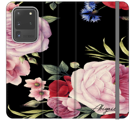 Personalised Black Floral Blossom Initials Samsung Galaxy S20 Ultra Case