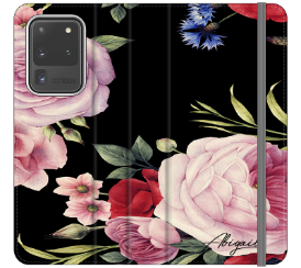 Personalised Black Floral Blossom Initials Samsung Galaxy S21 Ultra Case