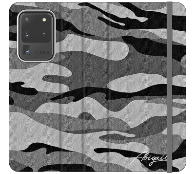 Personalised Grey Camouflage Initials Samsung Galaxy S21 Ultra Case