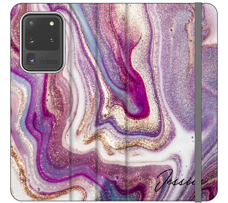 Personalised Violet Marble Initials Samsung Galaxy S20 Ultra Case
