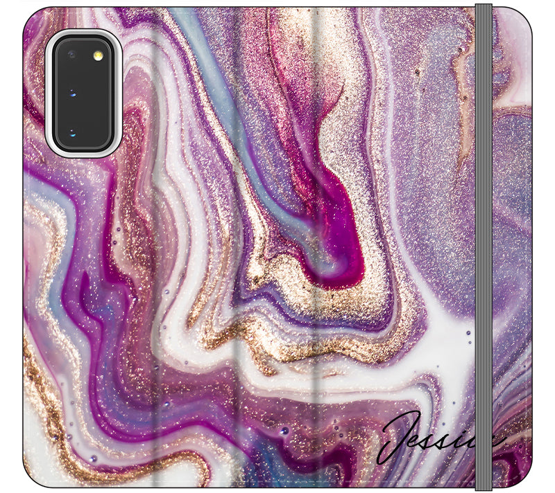 Personalised Violet Marble Initials Samsung Galaxy S20 Case
