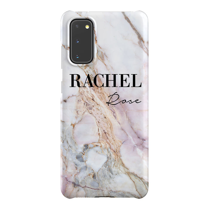 Personalised White Galaxy Marble Name Samsung Galaxy S20 FE Case