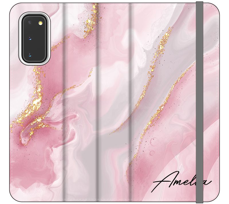 Personalised Luxe Pink Marble Name Samsung Galaxy S20 Case