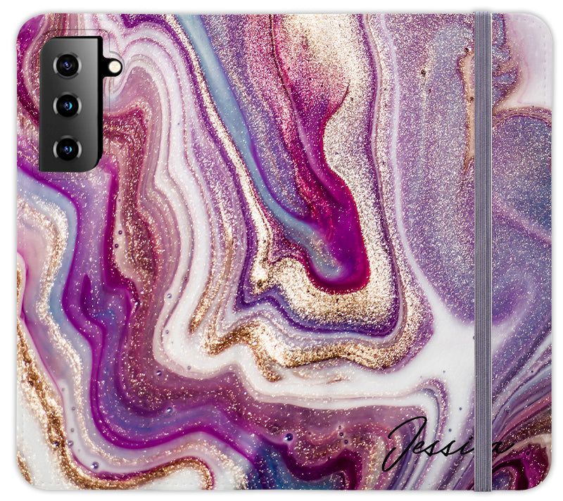 Personalised Violet Marble Initials Samsung Galaxy S22 Plus Case