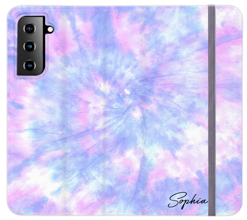 Personalised Blue Tie Dye Name Samsung Galaxy S22 Plus Case