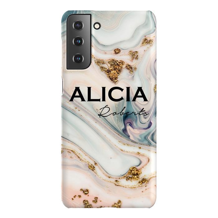 Personalised Fantasia Marble Name Samsung Galaxy S21 Plus Case