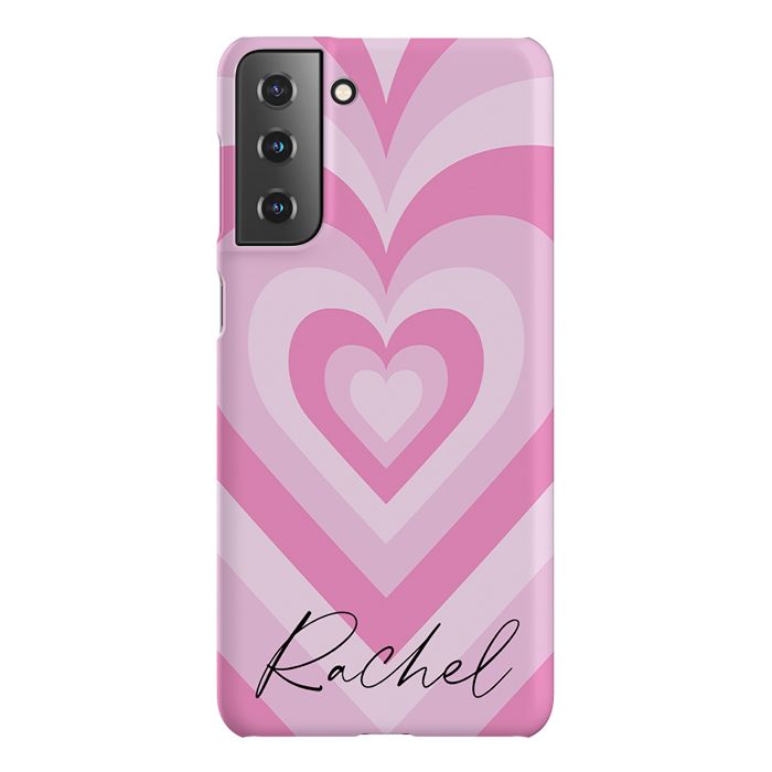 Personalised Pink Heart Latte Samsung Galaxy S21 Plus Case