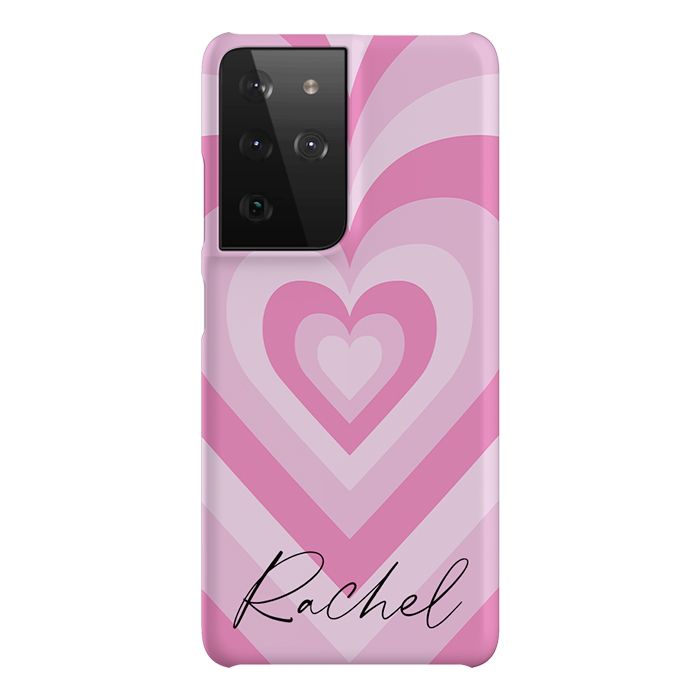 Personalised Pink Heart Latte Samsung Galaxy S21 Ultra Case