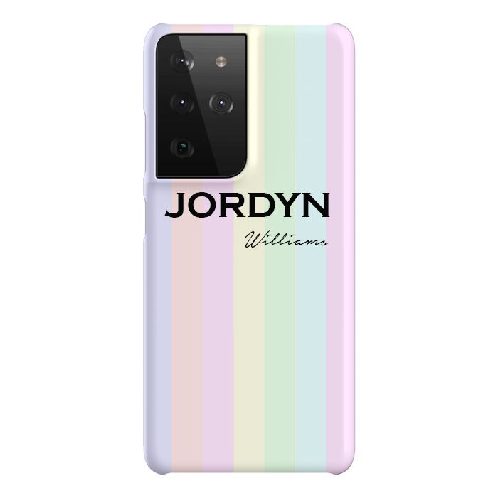 Personalised Pastel Stripes Samsung Galaxy S21 Ultra Case