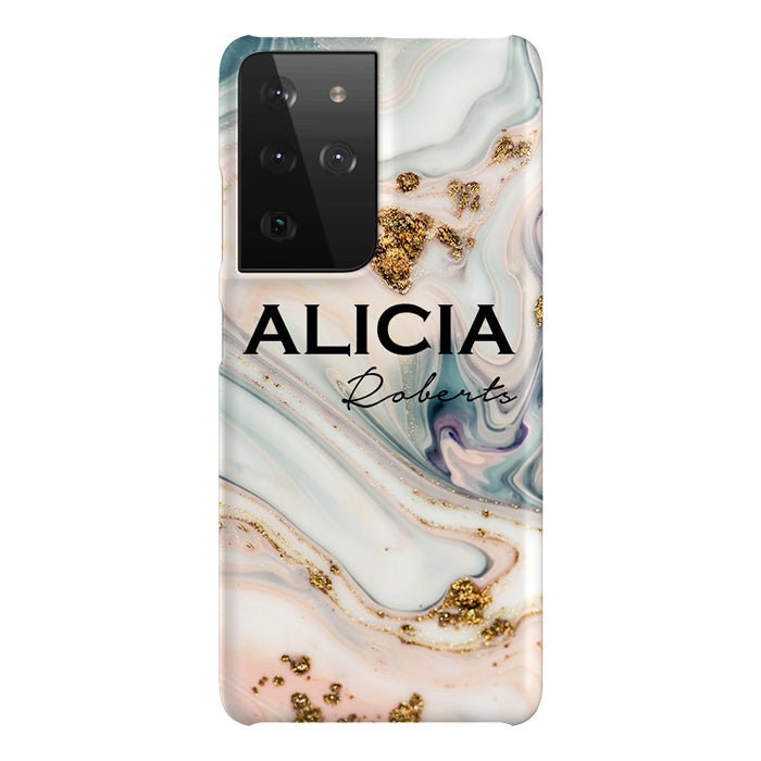 Personalised Fantasia Marble Name Samsung Galaxy S21 Ultra Case
