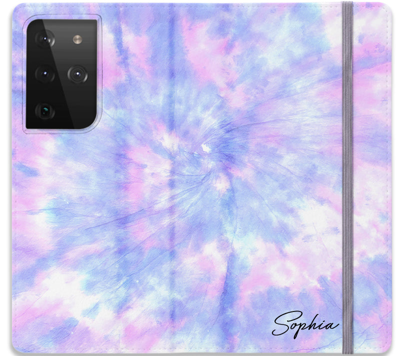 Personalised Blue Tie Dye Name Samsung Galaxy S21 Ultra Case