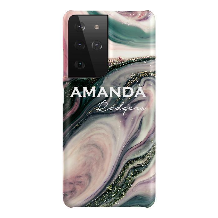 Personalised Swirl Marble Name Samsung Galaxy S21 Ultra Case