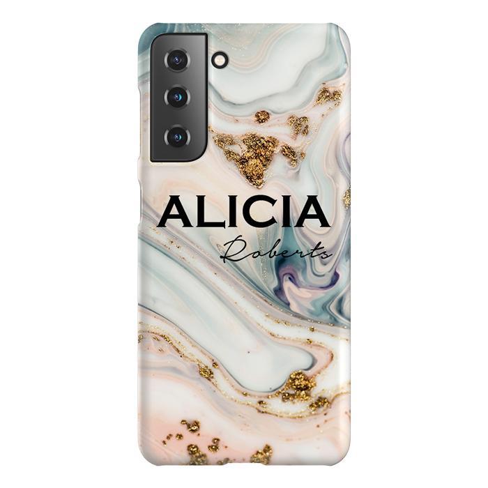 Personalised Fantasia Marble Name Samsung Galaxy S22 Case