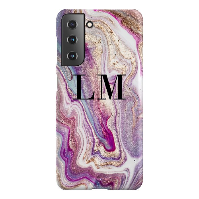 Personalised Violet Marble Initials Samsung Galaxy S21 FE Case