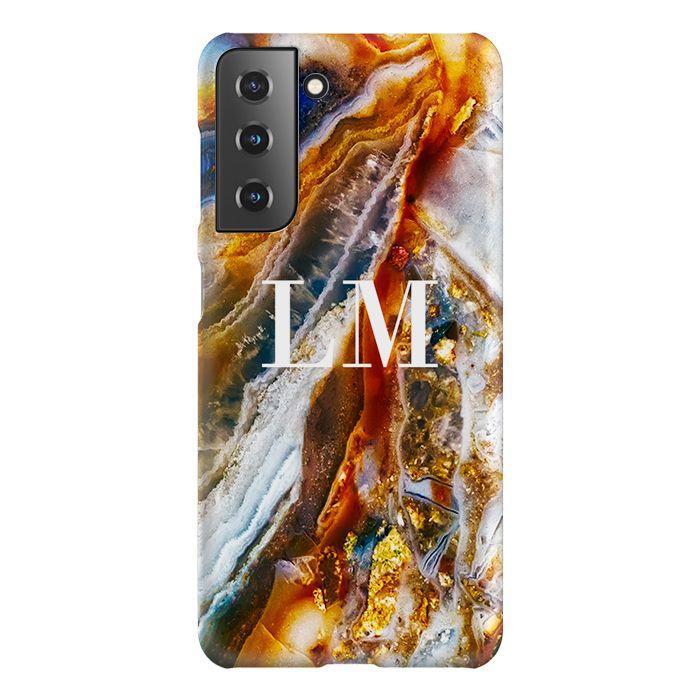 Personalised Colored Stone Marble Initials Samsung Galaxy S22 Plus Case