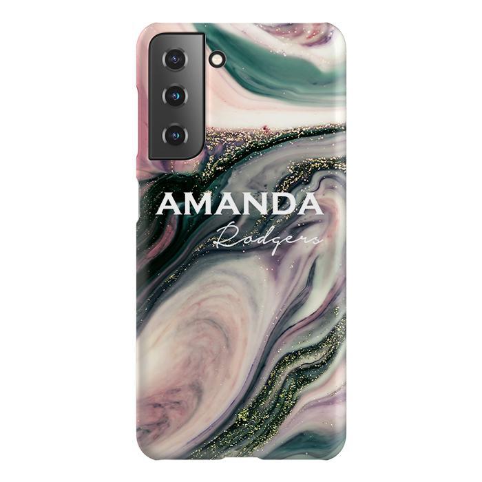 Personalised Swirl Marble Name Samsung Galaxy S21 Case