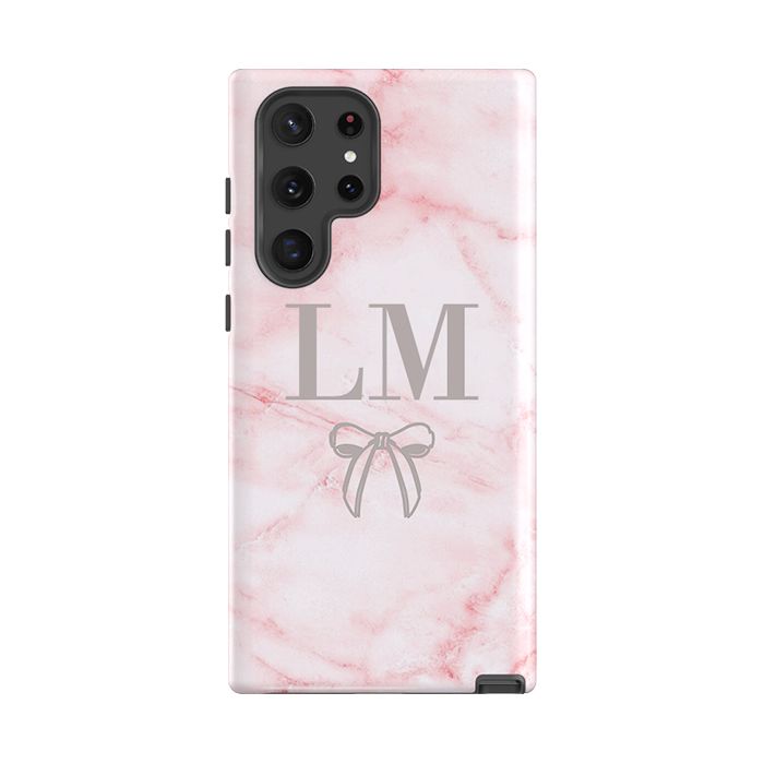 Personalised Cotton Candy Bow Marble Samsung Galaxy S24 Case