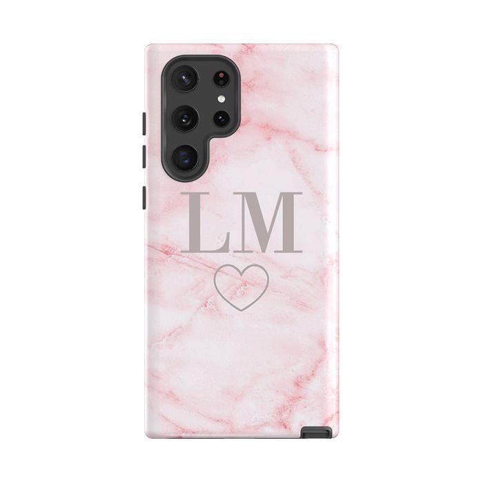 Personalised Cotton Candy Heart Marble Samsung Galaxy S22 Ultra Case