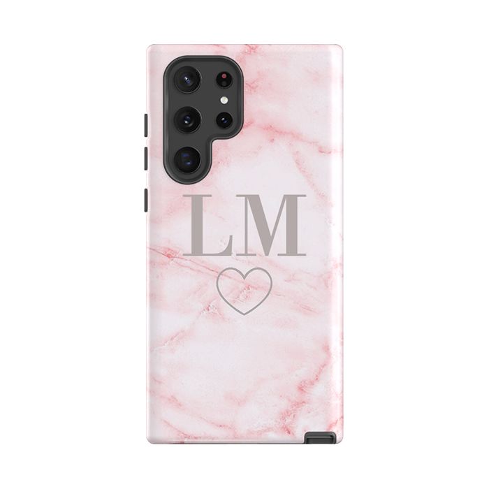 Personalised Cotton Candy Heart Marble Samsung Galaxy S23 Case